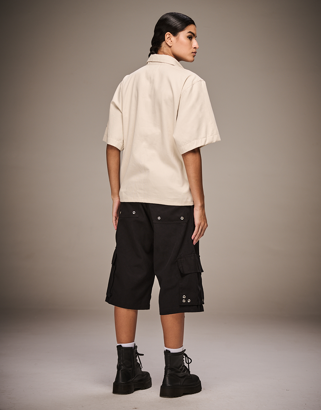 Camisa de Zíper Boxy Rework Creme