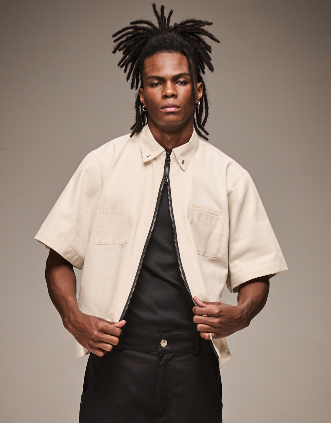 Camisa de Zíper Boxy Rework Creme