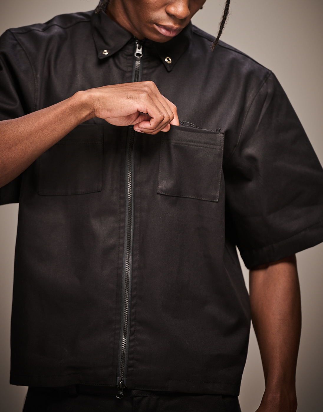 Camisa de Zíper Boxy Rework Preta