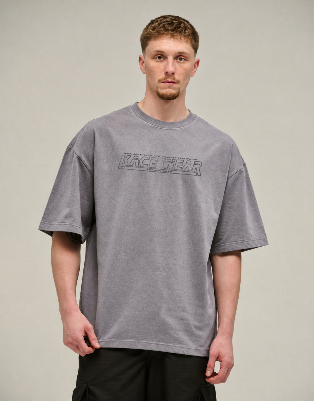 Camiseta Boxy Estonada Solid Cinza