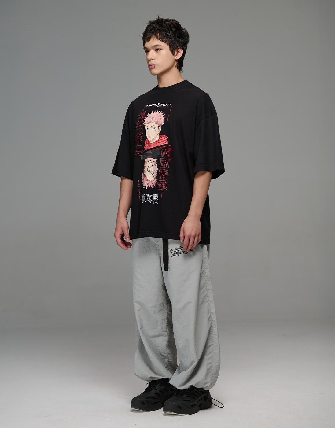 Camiseta Oversized Itadori/Sukuna JJK x Kace Wear Preta