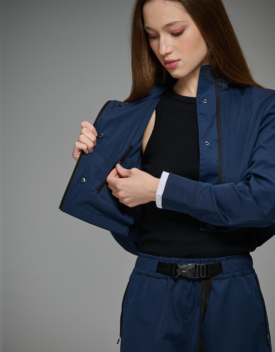 Jaqueta Cropped Jujutsu High JJK x Kace Wear Azul