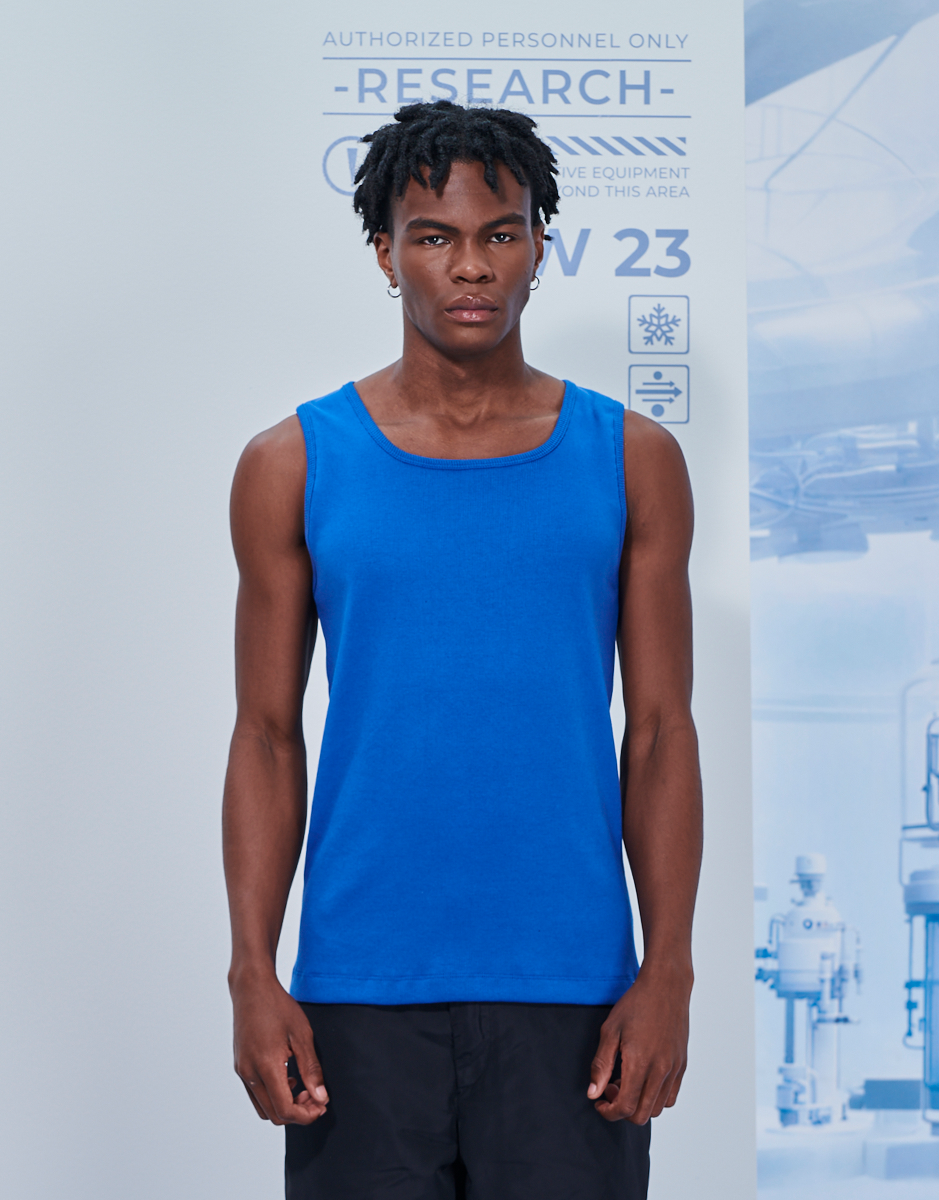Regata Canelada Slim Lisa Azul Kace Frente